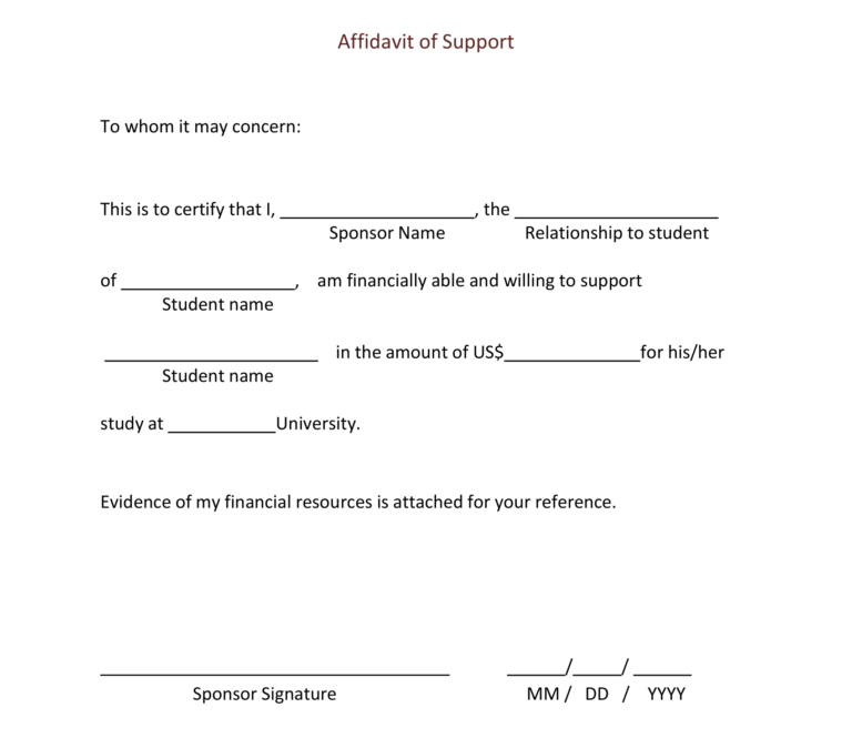 Affidavit Of Financial Support Letter 1 768x674